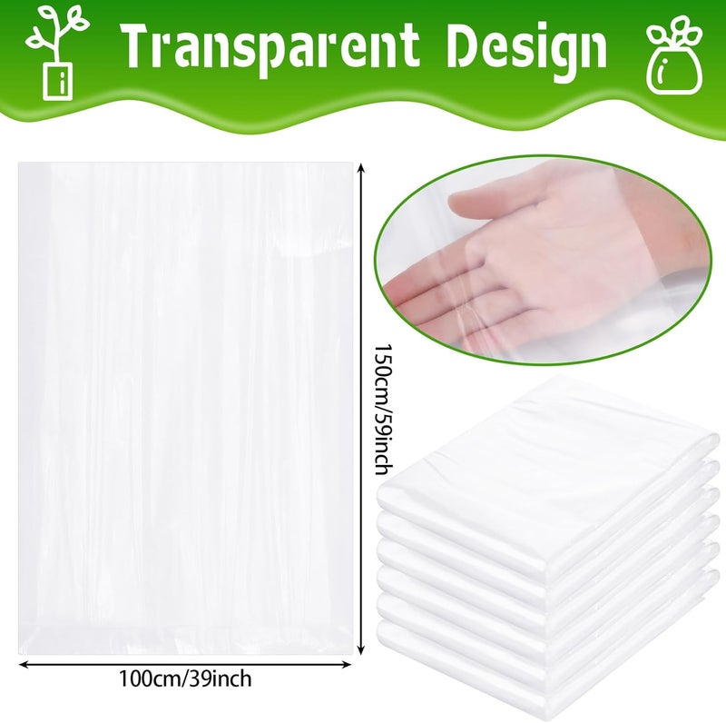 Perthlin 6 Pcs Winter Plant Covers Freeze Protection Small Plastic Clear Film Cover Shelter Bags Waterproof Frost Cloth for Outdoor Plants Greenhouse Garden Rain Frost Protection(39.4 x 59 Inch) - Image 2